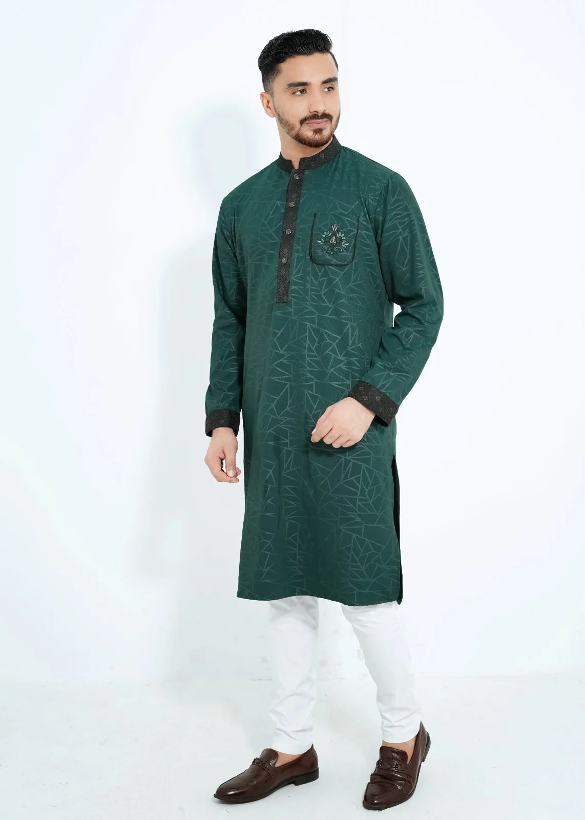 green Ambus Cotton Green Panjabi - Image 1